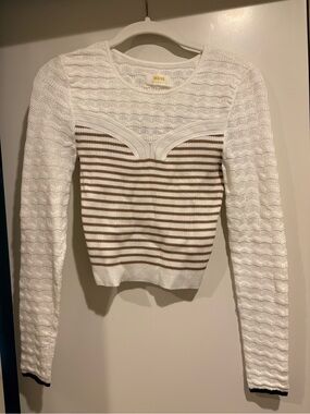 Maeve White Open-Knit Pullover Top